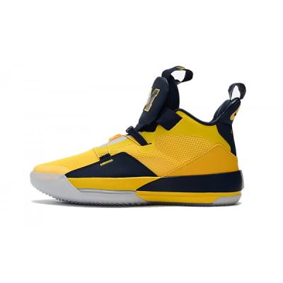 Nike Erkek Air Jordan 33 Michigan Pe Sarı / Lacivert Mavi Basketbol Ayakkabısı Türkiye - OTIT46BZ